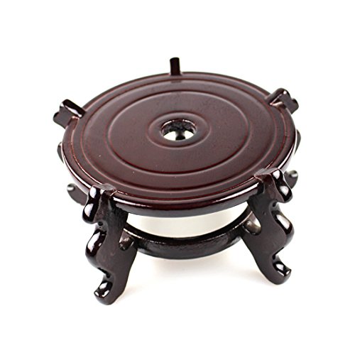 Feng Shui Chinese Wooden Fishbowl Planter Display Stand (4 Inch)