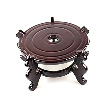 Feng Shui Chinese Wooden Fishbowl Planter Display Stand (4 Inch)
