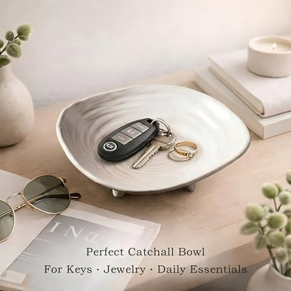 Small Decorative Bowl, 6" Ceramic Key Bowl for Entryway Table - size: 6-Inch