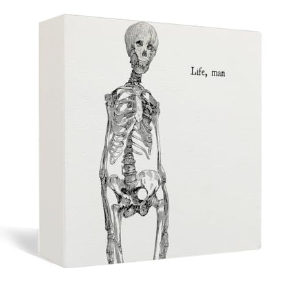 Halloween Gothic Skeleton Anatomy Wooden Box Sign Desk Decor - color: Spooky Skull