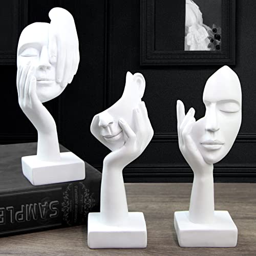 3 Pcs Thinker Statue,Modern Home Sculptures,Collectible Figurines - color: 3 Pcs White-2