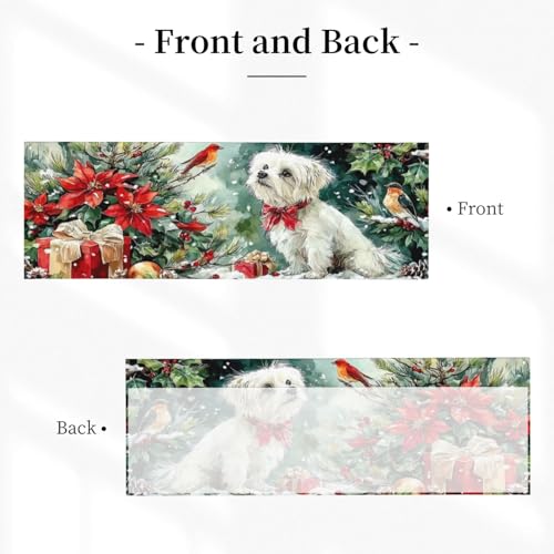 Christmas Dog Curtain Valance 54x18 Inches Window Treatment Rod Pocket Valance for Kitchen Bathroom Bedroom - color: Christmas Dog