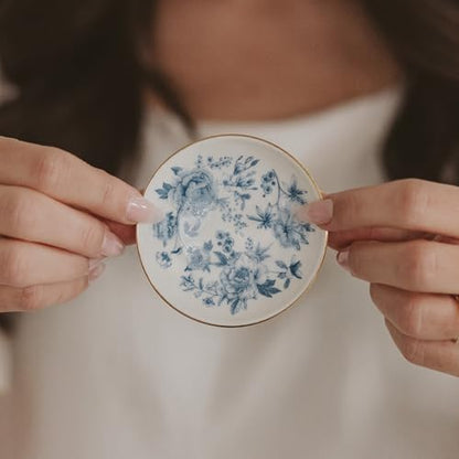 Sweet Water Decor Blue Delft Jewelry Dish Tray - Ceramic Ring Dish for Bridal Shower, Wedding, and Home Decor - Elegant Jewelry Holder & Organizer for Women - style: Blue Delft
