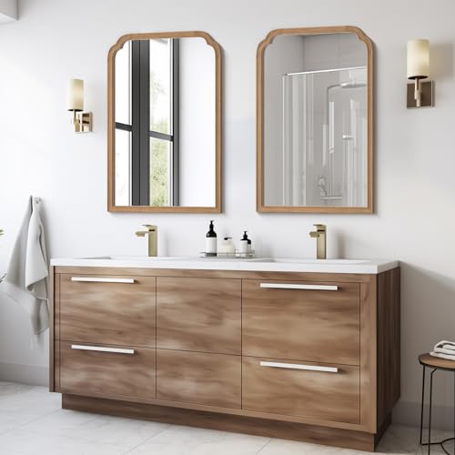 WallBeyond Wood Bathroom Mirrors for Wall Mounted, 24" x 36" Rustic Wood Frame Wall Mirrors Decorative for Living Room or Bedroom Vanity Mirror (Honey-Colored) - color: Honey B, size: 36"L x 24"W