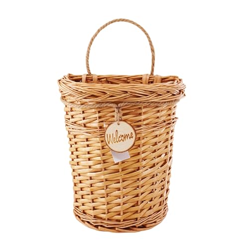 Woven Wicker Hanging Basket Door Hanging Basket Wall Decorations for Home Garden Farmhouse (original) - color: wicker