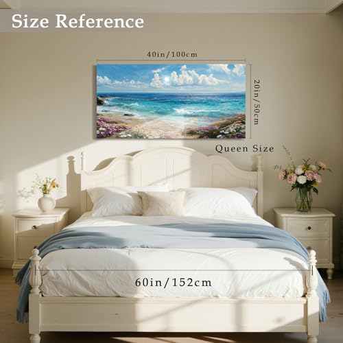 imjiayu Beach Large Wall Art Coastal Landscape Prints for Bedroom 20"x40" - color: Shimmering Sea, size: 40"L x 20"W