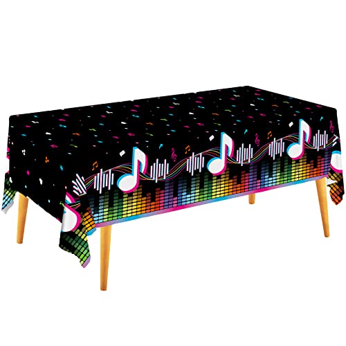 Gatherfun Music Party Disposable Tablecloth, Plastic Table Cover for Music Themed Birthday Party, 3 PCS, 54”x108” - style: Music