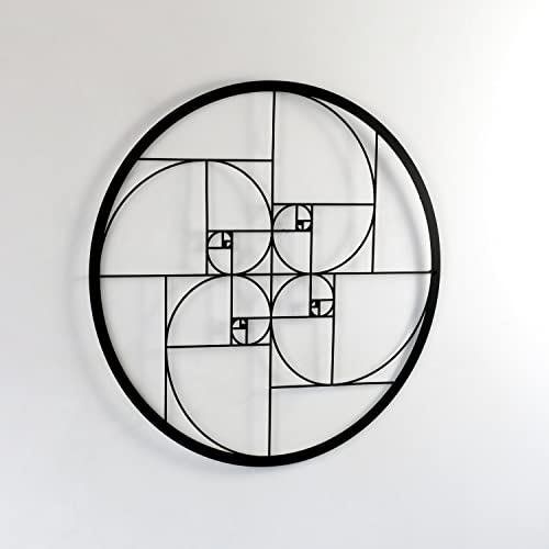 Colorfull Worlds Golden Ratio Metal Wall Decor | Unique Modern Decoration for Living Room | Metal Wall Art | Office Decor | New Year Gift | (26.4" x 26.4" | 67 x 67 cm, Black) - color: Black, size: 26.4"L x 26.4"W