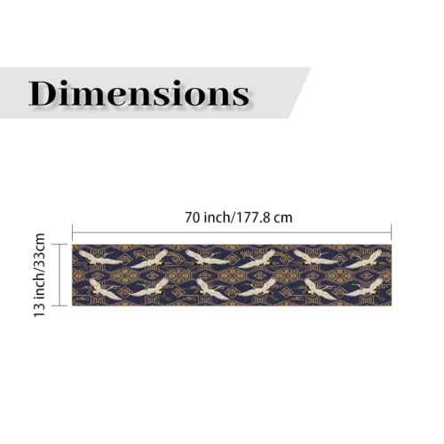 AUUXVA Table Runner Japanese Traditional Vintage Crane Pattern Durable Luxury Dresser Scarf Tabletop Cloth for Wedding Dining Table Holiday Party Kitchen Home Decoration 13x70in - color: Japanese Crane, size: 13x70(in)