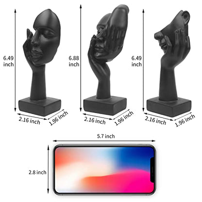 3 Pcs Thinker Statue,Modern Home Sculptures,Collectible Figurines - color: 3 Pcs Black-2