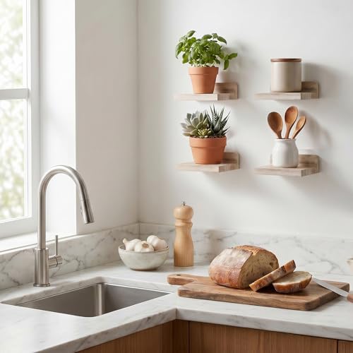 Fixwal Small Floating Shelves for Wall (Light Carbonized, Set of 4, 5 Inch) - color: Carbonized Black, size: 5 inches