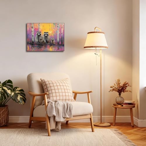 Halioyo Raccoon Canvas Wall Art Print, Cute Raccoon Poster(12x16 Inch) - color: Painting-01, size: 16"L x 12"W