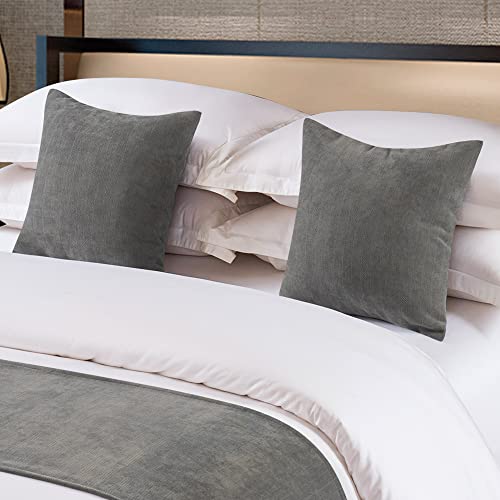 OSVINO Solid Bed Runner Textured Chenille Bed End Scarf Decorative Bedding Protection for Hotel Bedroom Wedding Room - color: Gray, size: CA King