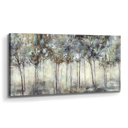 arttitue Tree Canvas Wall Art Bedroom: Abstract Aspen Forest Painting Picture Hand Painted Nature Print Decor Large Birch Trees Landscape Artwork for Living Room Home Office - color: Tree Theme 02, size: 40"L x 20"W