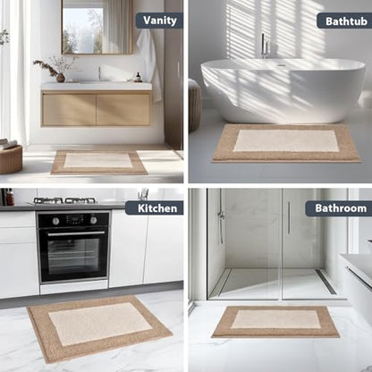 anllugs Bathroom Rugs, 30" x 60" Soft Bath Rugs, Beige & Grayish Brown - color: Beige & Grayish Brown, size: 30" X 60"