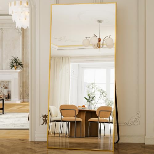 GLSLAND 77" x 38" Large Full Length Mirror -Oversize Floor Mirrors - color: Gold, size: 77"L x 38"W