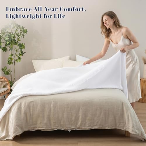 PHF 100% Cotton Muslin Blanket for Adults, King Size 108"X90", White - color: 01 - White, size: King Size(108"X90")