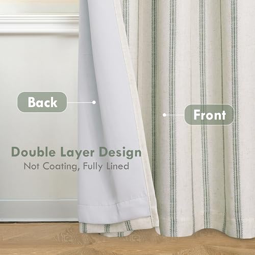 DriftAway Farmhouse Stripe Blackout Curtains, Grommet, W52xL90, Loden Green - color: G Loden Green Stripe, size: 52"W x 90"L (Pack of 2)