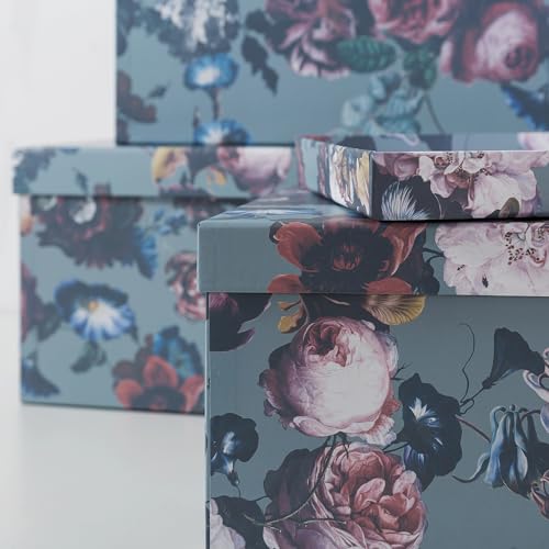 Soul & Lane - Elegance in Bloom Decorative Boxes with Lids, Set of 3 - color: Elegance in Bloom