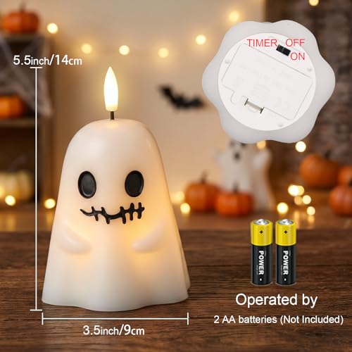 GenSwin Ghost Halloween Flameless Candles Battery Operated LED with Timer - color: 2-Ghost
