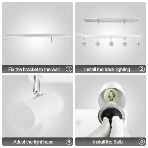 BoostArea LED Plug-in Track Light Kit, Matte White, 5-Light - color: 5 Light-White