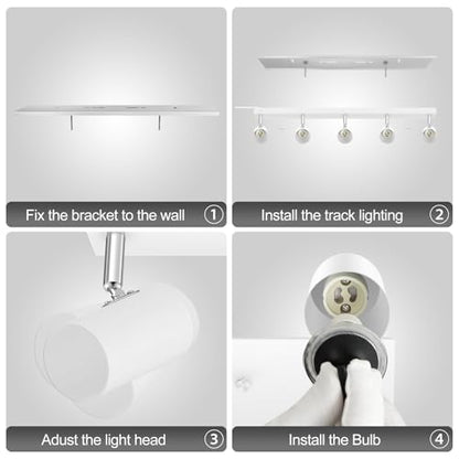 BoostArea LED Plug-in Track Light Kit, Matte White, 5-Light - color: 5 Light-White