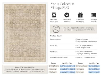 HUGEAR Beige Area Rugs 4x6 Living Room Washable Rug Carpet - color: Retro Beige, size: 4' x 6' (Rectangular)