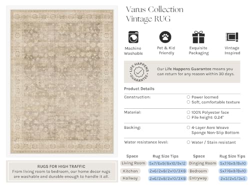 HUGEAR Beige Area Rugs 9x12 Living Room Washable Rug Carpet - color: Retro Beige, size: 9' x 12' (Rectangular)