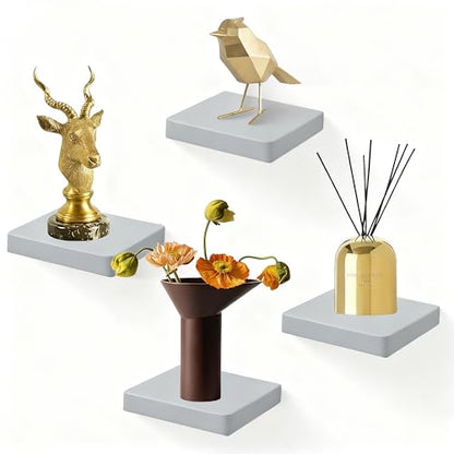 Small Floating Shelves for Wall Set of 4, 6 Inch Square Shelves,Grey - color: Grey, size: 6 Inch-4 Pcs