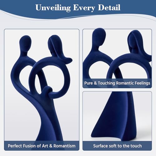 Romantic Couple Statue with Soft Flocked Finish, Dark Blue - color: Couple02-dark Blue