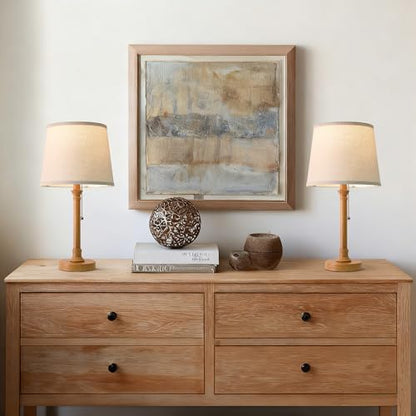 Oneach 19.5" Wood Grain Rustic Table Lamps Set of 2 for Living Room Bedroom - color: Wood Grain