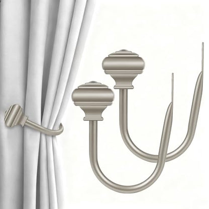 USFOOK Antique Silver Curtain Holdbacks, Drapery Tiebacks, 2 Pack/1 Pair - color: Antique Silver