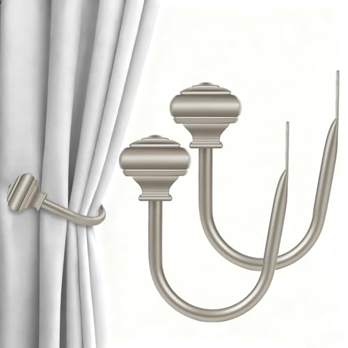 USFOOK Antique Silver Curtain Holdbacks, Drapery Tiebacks, 2 Pack/1 Pair - color: Antique Silver