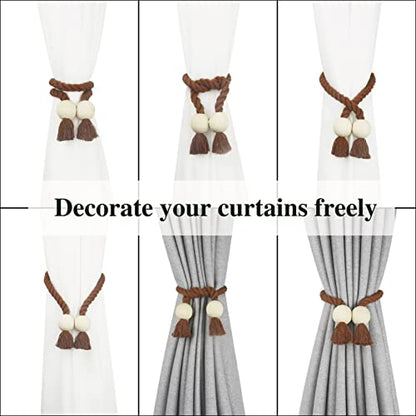 Magnetic Curtain Tiebacks Decorative Tie Back Drapes Holdbacks Nieffeiy - color: Khaki