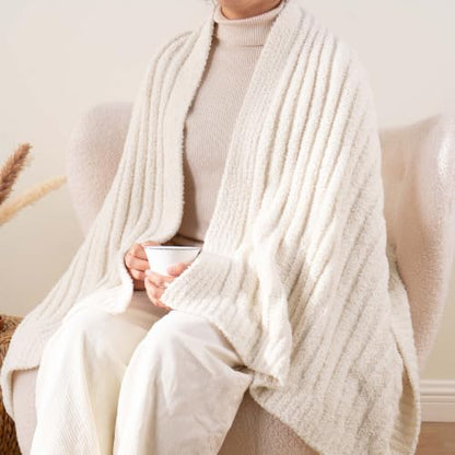 Battilo Cream Throw Blanket for Couch, Chenille Throw Blankets, 60"x80" - color: Cream, size: 60"x80"