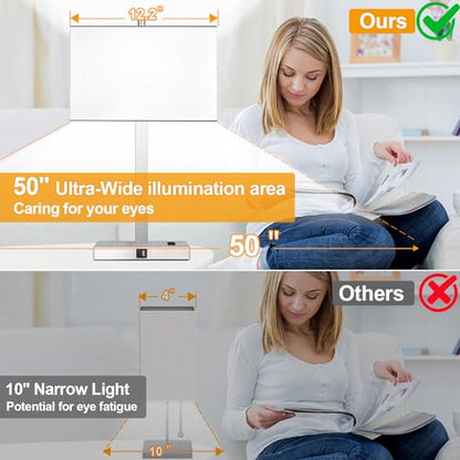 21" Set of 2 Touch Control Table Lamps with 2 USB & AC Outlets, 3-Way Dimmable Modern Nightstand Lamps for Bedroom Living Room Office Reading, White Shade Bedside Lamps, 5000K LED Bulbs Included. - color: White Linen & Brushed Nickel