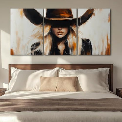 Wivsev Western Cowgirl Wall Art,Western Canvas Wall Art Prints,Cowgirl Picture Wall Decor For Bedroom,Living Room,Office Home Decorations (12" x 18" x 3 pcs) - size: 12" x 18" x 3 pcs