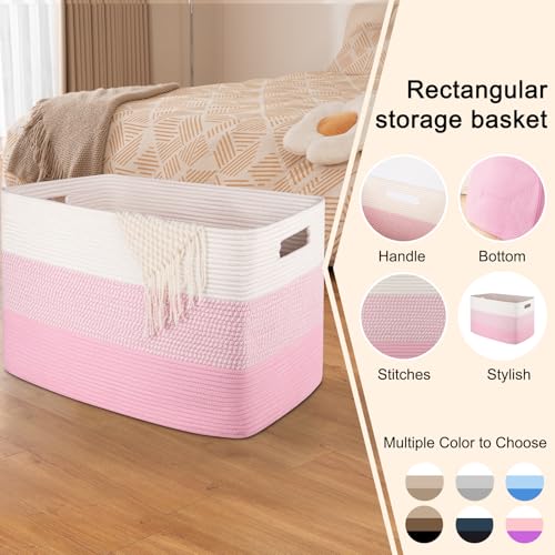 OIAHOMY 108L Extra Large Blanket Basket Dog Toy Basket Pink&White - color: Pink&White