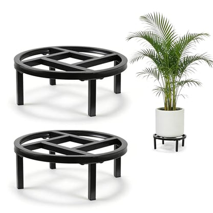 12" Metal Plant Stand Black-2PCS - size: 11.8"-2PCS