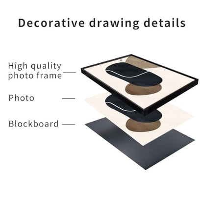 Large Black Framed Abstract Wall Art for Living Room, 3Piece 24x36 In - color: Black Brown
