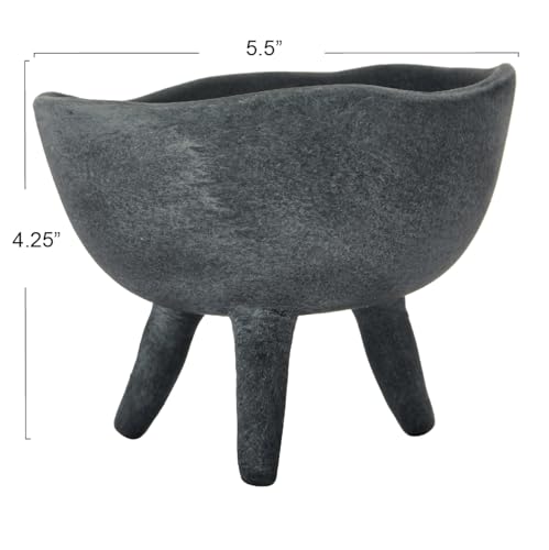 Creative Co-Op Boho Terracotta Footed Bowl, Slate Grey - color: Slate Grey, size: 4"