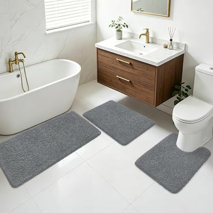 Toilet Rugs U-Shaped 24"x20", Absorbent Contour Bath Rug - color: Dark Gray, size: 24" x 20"(U-Shape)