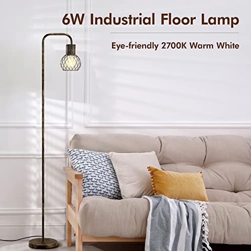 Industrial Floor Lamp, Antique Bronze Standing Lamp Modern with 6W LED Bulb, Foot Switch, Metal Tall Lamps for Living Room, Bedroom, Office, Vintage Stand Up Lamp, Minimalist Farmhouse Floor Lamp - style: Bronze Industrial Floor Lamp