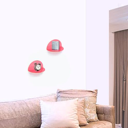ROYALITA 2-Pack Small Acrylic Shelves Room Decor Floating Shelves, Pink - color: Pink