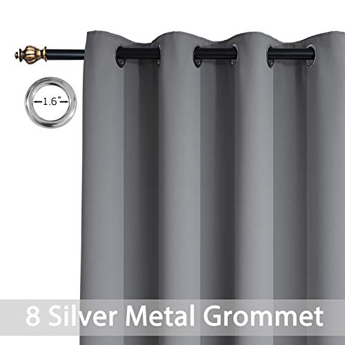 Yakamok Grey Room Darkening Curtains 52x63 inch Gray Grommet-Living Room - color: Grey, size: 52"W x 63"L (Pack of 2)