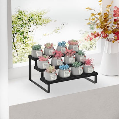 YINMIT Wooden Display Riser Stand, Tiered Perfume and Cologne Organizer Stand, 3 Tier Spice Rack Organizer, Rustic Display Shelf for Candles (3 Tier,Black) - color: 3 Tier,1 Pack,Black