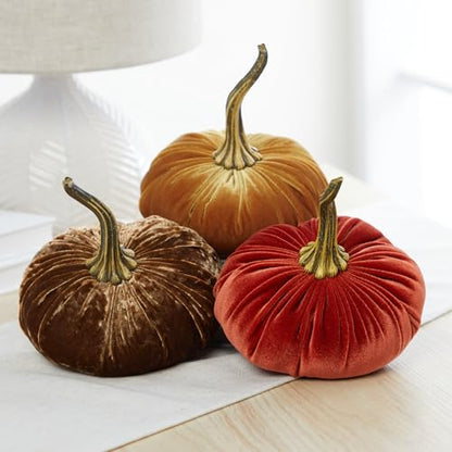 Your Heart's Content Gold 6.25 inch Velvet Pumpkin (Gold) - color: Gold