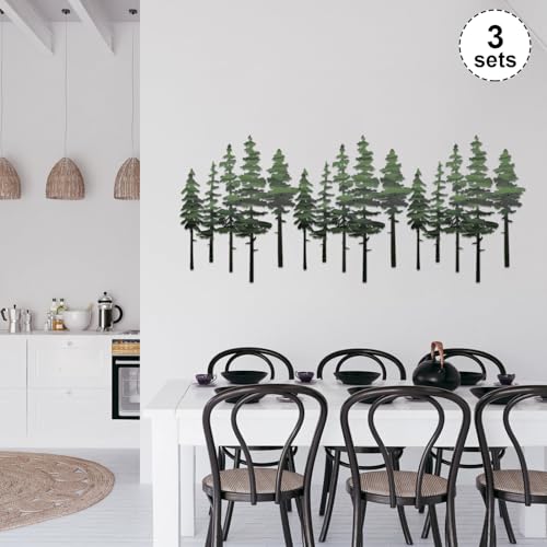 ESTART Metal Pine Tree Wall Art, Metal Tree Wall Decor - color: Green