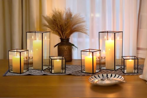 Phosphor 6 PCS Glass Hurricane Candle Holder, Black Glass Candle Holder for Wedding Party Christmas Or Home Decor - color: Black Set of 6 Pcs