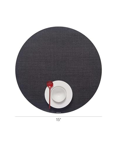 Chilewich Mini Basketweave Placemats, Round Woven Placemats Set of 4 - color: Black, size: 15" Round
